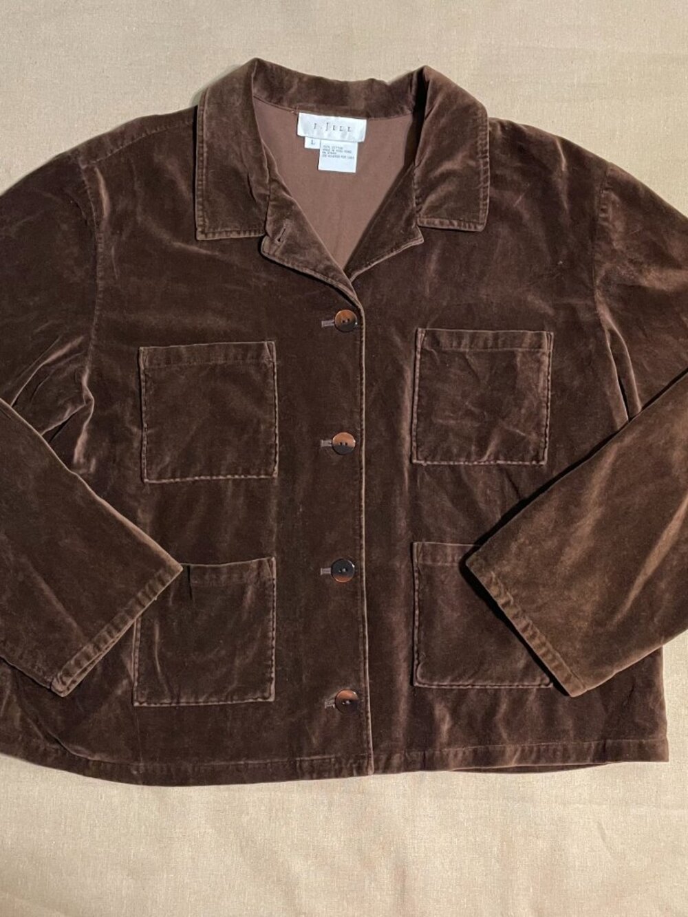 Vintage 1990s J. Jill Jacket Brown Velvet Size L Retro Coastal Cowgirl Layers - Picture 6 of 7